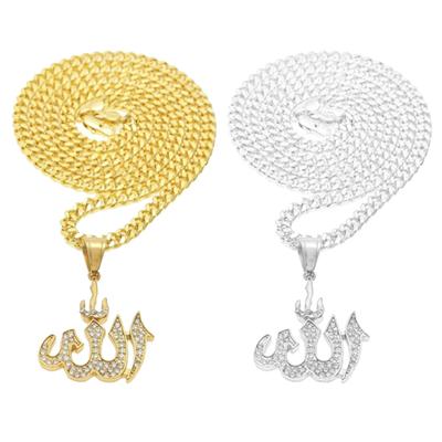 Allah Symbol Strass eingelegter Anhänger muslimische islamische Halskette religiöser Schmuck