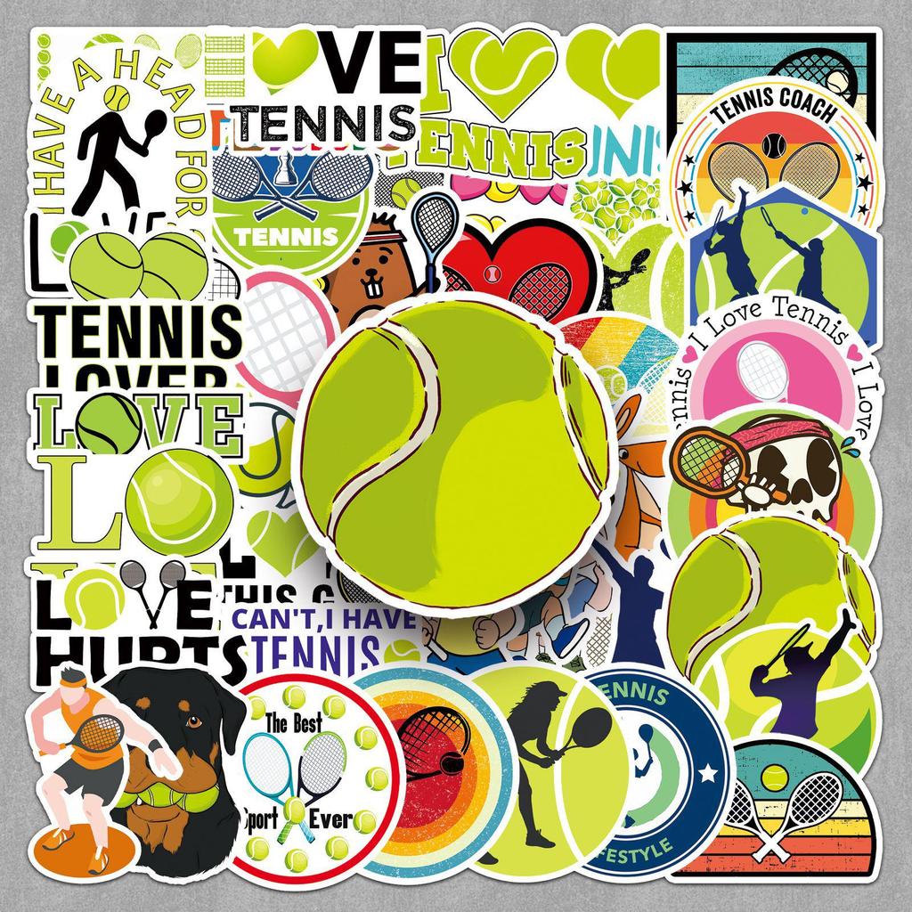 50 Waterproof Tennis Stickers: Sports Balls for Notebooks, Planners, and Luggage