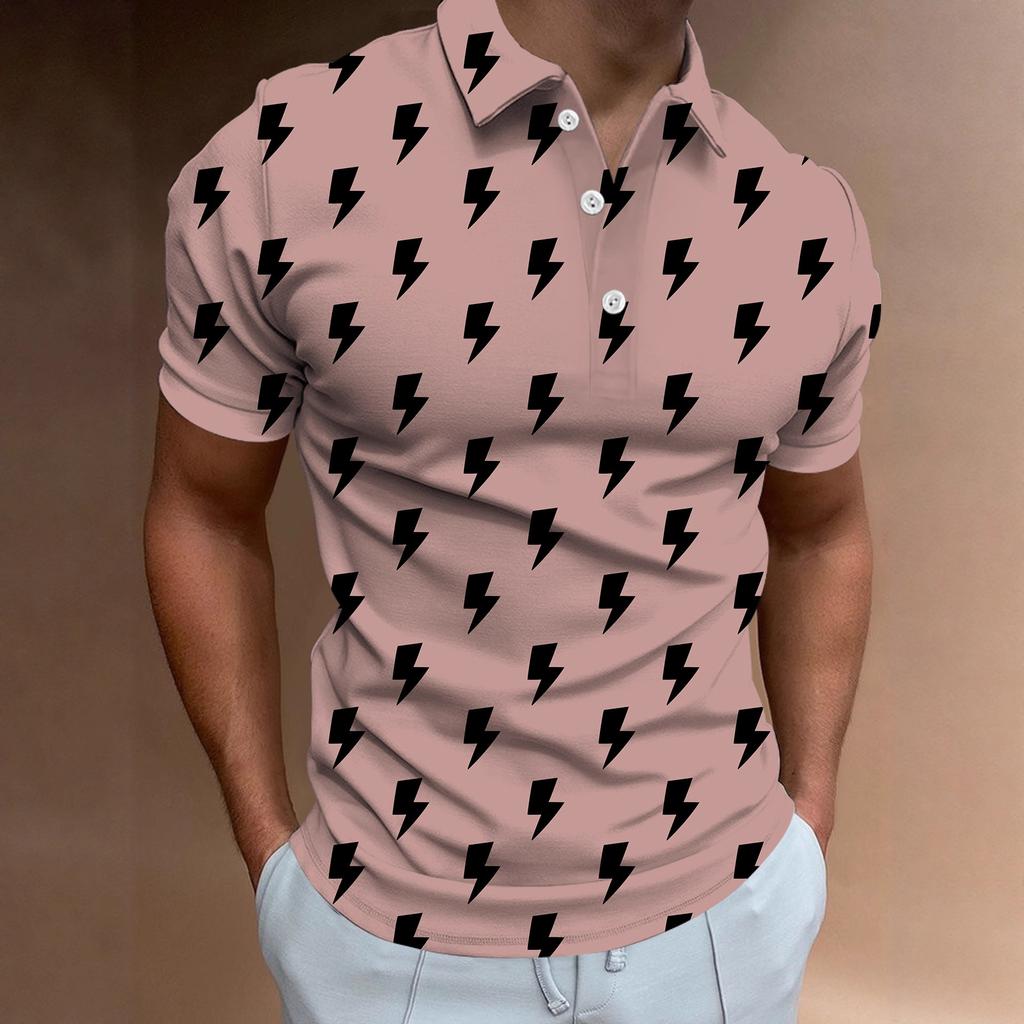 Trendy Short Sleeve Zip-Up Polo, Striped Slim Fit Casual Top