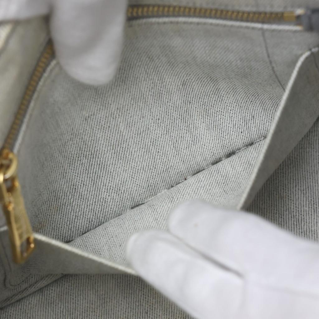 PRADA canvas Canapa Tote Bag denim Bianco Women 1BG439 Used