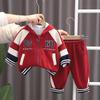 Baby Girls Boys Designer Clothes Spring Spliced Letter Long Sleeved Hooded Hoodies Pants Leisure Set