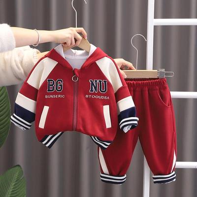 Baby Girls Boys Designer Clothes Spring Spliced Letter Long Sleeved Hooded Hoodies Pants Leisure Set