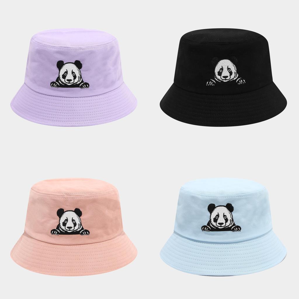 Panda Embroidered Fisherman Hat For Women Summer Sun Protection Casual Style