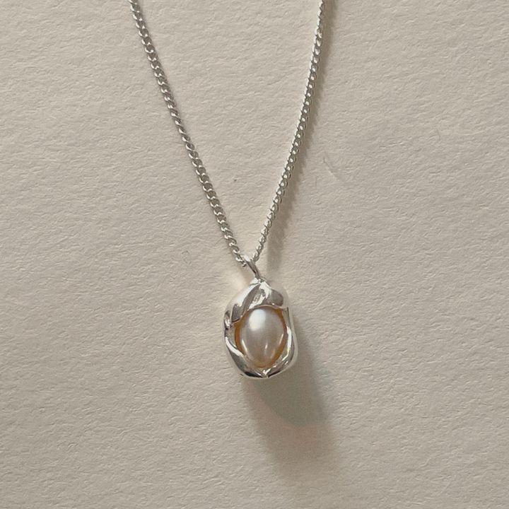 Su Chuang S925 Sterling Silver Freshwater Pearl Clavicle Necklace - Elegant Fried Egg Design Choker for Women