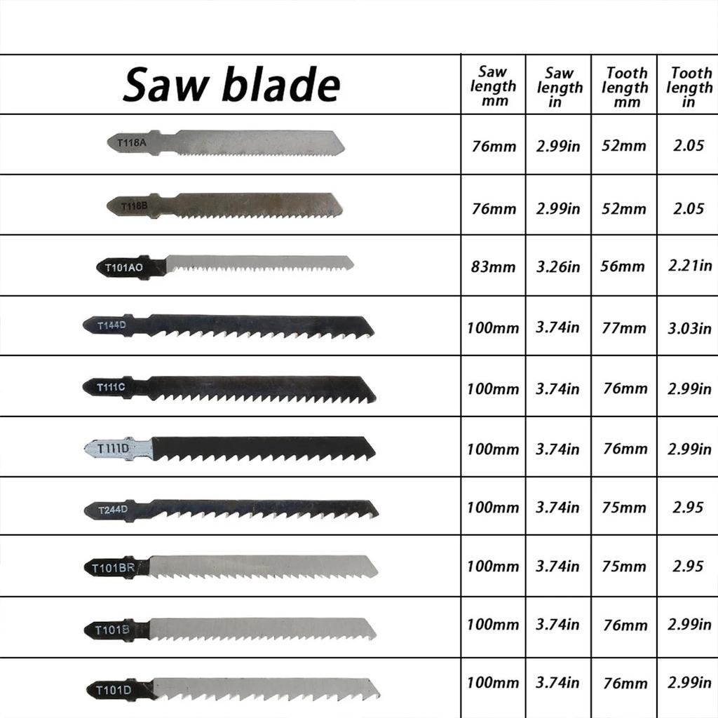52PCS/Set Saw Blade Set HCSl Assorted Saw Blades with T-shank Sharp Fast Cut Down Saw Blade for Wood Metal Plastic Metal Cutting