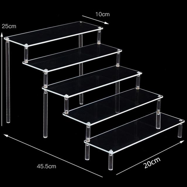 1-5 Tier Clear Acrylic Display Stand,Display Riser Shelf for Cupcake,Perfume Decoration and Organizer Amiibo Funko POP Figures