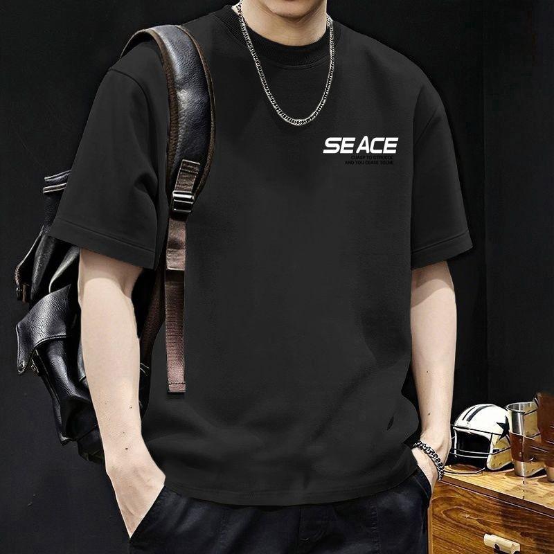 Men Simple Letter Print Short Sleeve T Shirt Crew Neck Loose Fit Casual Basic Daily Summer Top