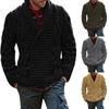Thick Mens Knitted Shawl Collar Double Breasted Cable Knitwear Cardigan Sweater