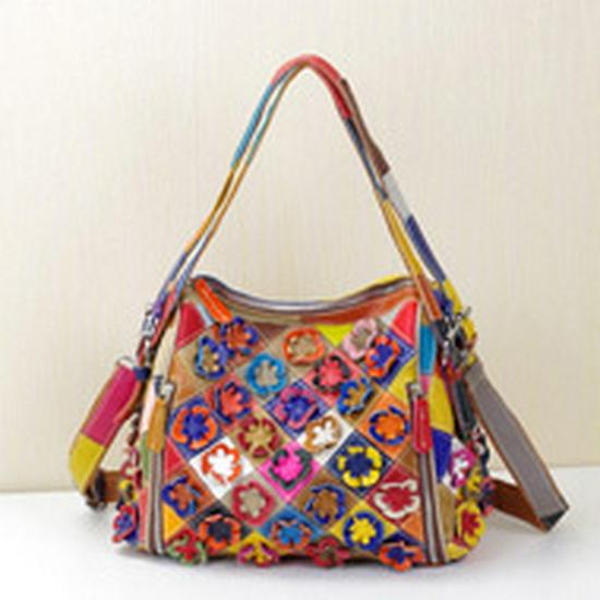 

Женская сумка из натуральной кожи: Сумка-мессенджер из коровьей кожи с верхним слоем ручной работы, контрастного цвета разноцветный