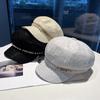Pearl Chain Lace Octagonal Hat With Wide Brim For Sun Protection And Fashion