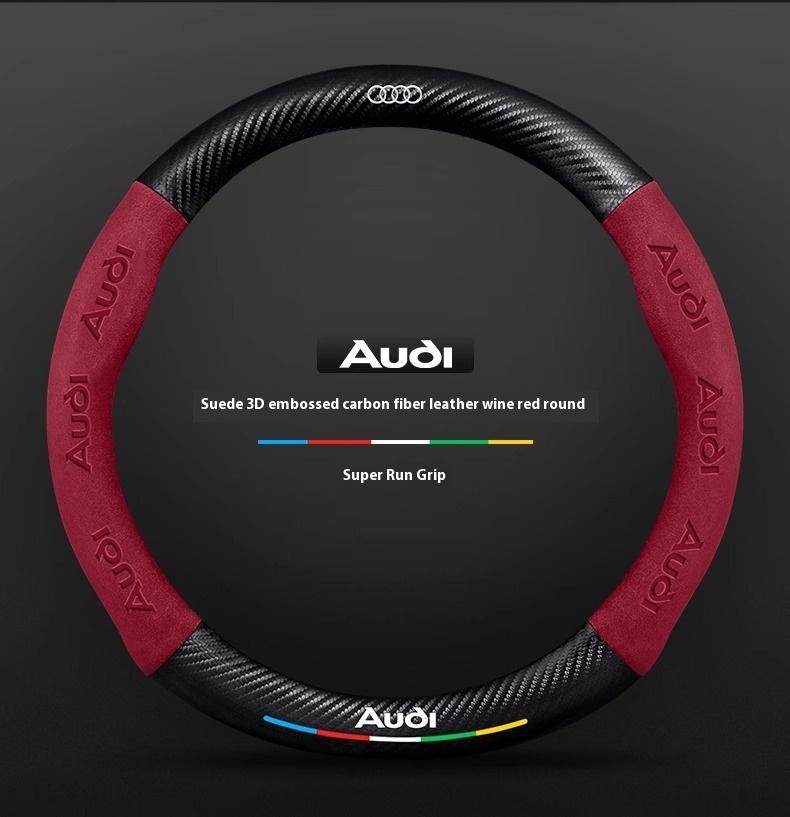 Pro Audi S3 S4 S5 S6 RS3 RS4 RS5 Q2 Q3 Q5 Q7 Q8 SQ5 TT A3 A4 A5 A6 A7 A8 Protiskluzový potah volantu z semiše a uhlíkových vláken