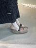 Flat-bottomed French fluffy shoes for women to wear outside, autumn and winter evening wind fleece warm temperament, fairy wind Mary Jane single sho