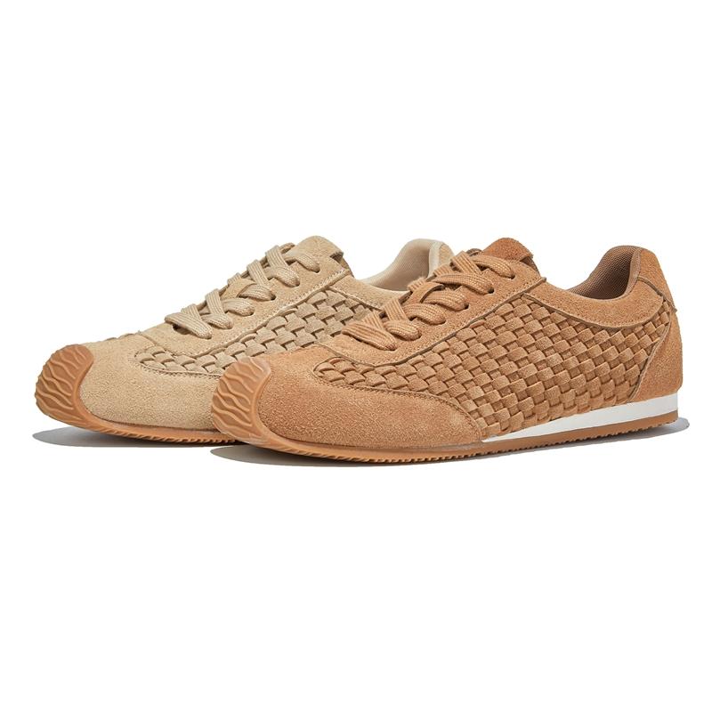 Fashion Women's Sneakers Shoes 2025 New Woven Non-slip Genuine Leather Sneakers For Women Large Size Breathable Casual Shoes Female