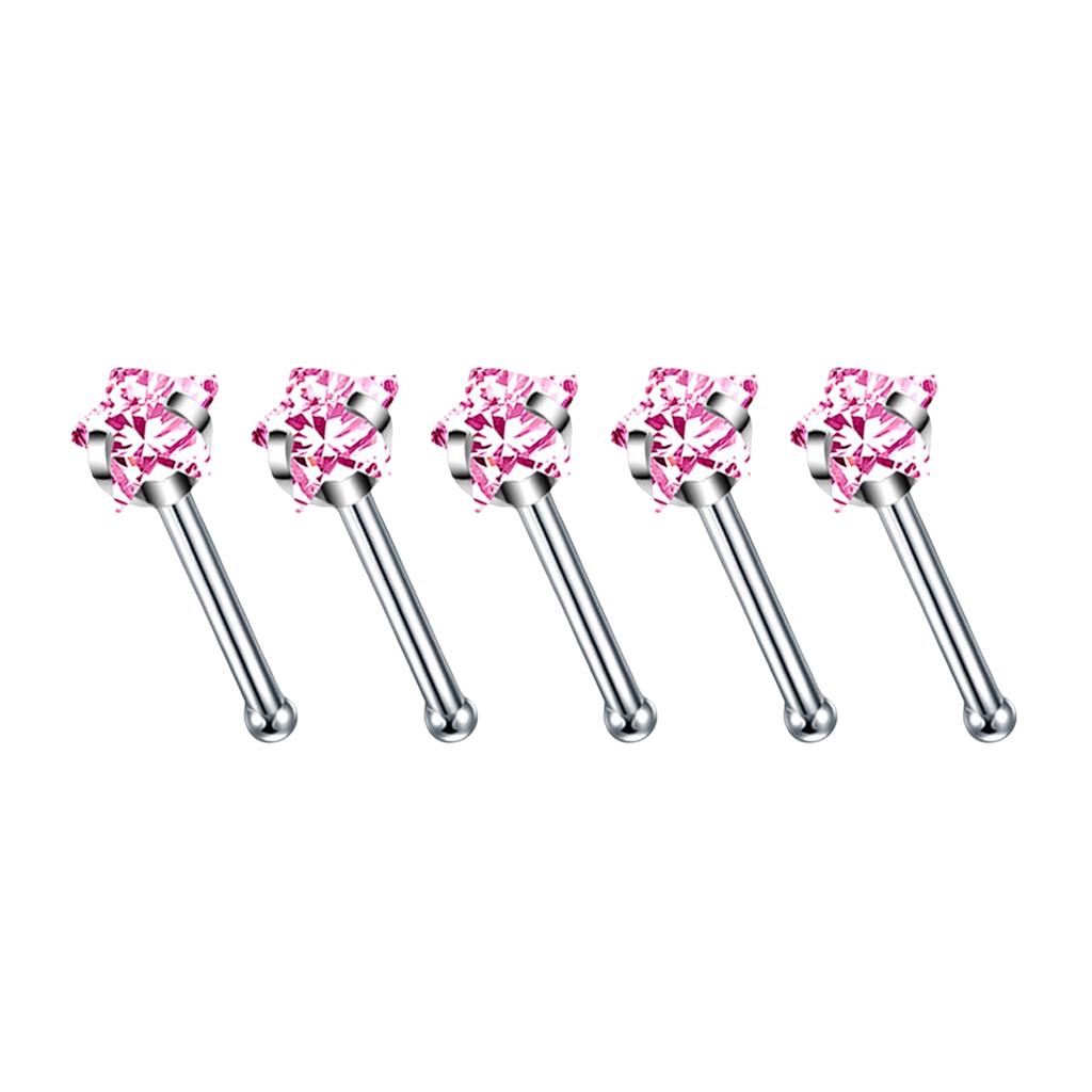 5Pcs Sturdy Alloy Nose Piercing Jewelry Set L Shape Studs and Hoops With CZ Designs Accessory for Stylish Look