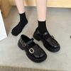 Rutschfeste Gummisohle Wind kleine Lederschuhe Mary Jane Ein-Wort-Schnalle Retro flacher Mund einzelne Schuhe