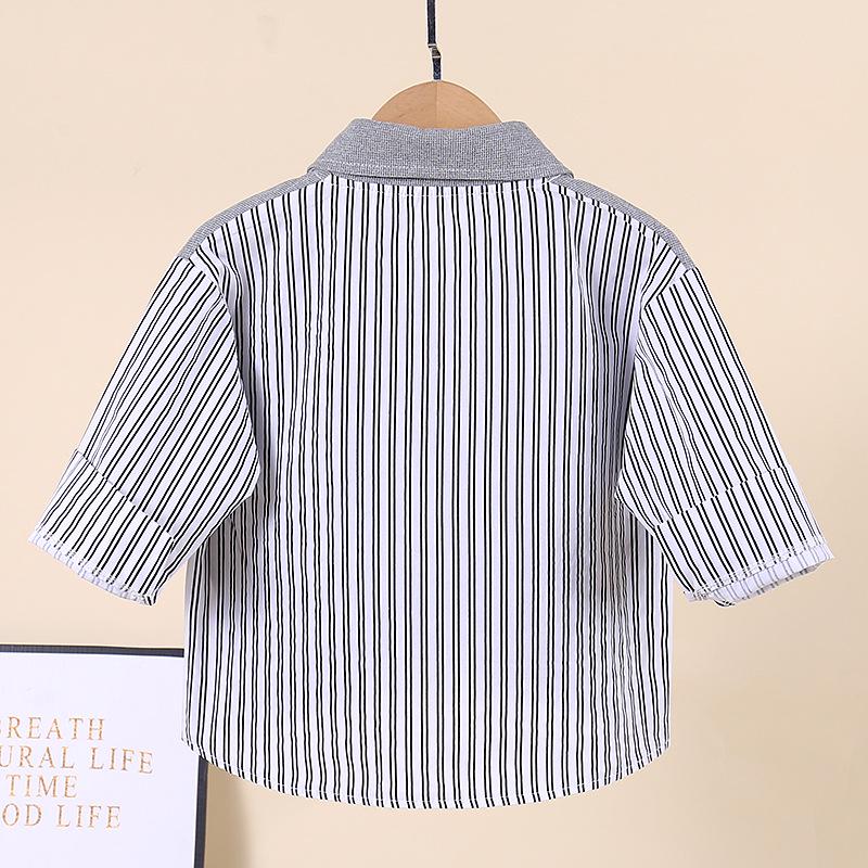 Autumn Kids' Striped Long Sleeve Cotton Shirt, Korean Style, Boys' Turn-Down Collar Shirt Jacket