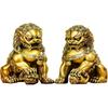 Aris & Juno Brass Palace Lion Feng Shui Statue – Chinese Wealth & Protection Figurine for Entryway, Home Office Desk or Shelf Decor, Gift for Boss,