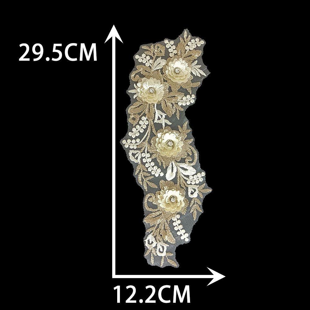 Golden Yellow I Water-Soluble Embroidery Three-Dimensional Lace Bead Sticky Flower Diy Sewing Decoration With Clothing Accessories Lace