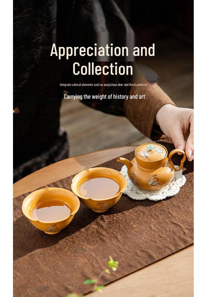 Elegant Duan Ni Purple Clay Teapot & Two Cups Set - High-End Tea Brewing Gift Box Souvenir