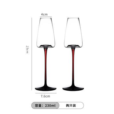 2PCS black bow tie burgundy red wine glass Internet celebrity crystal belly wine glass European red pole tall