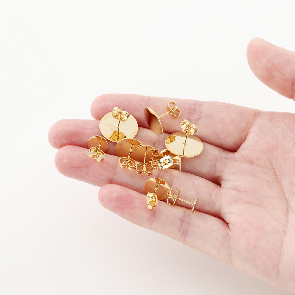 10 Stück/Los 14K 18K Vergoldete Leere Ohrstecker Basisstifte Mit Ohrstecker-Verschlüssen Ohrrücken Für DIY Schmuckherstellung