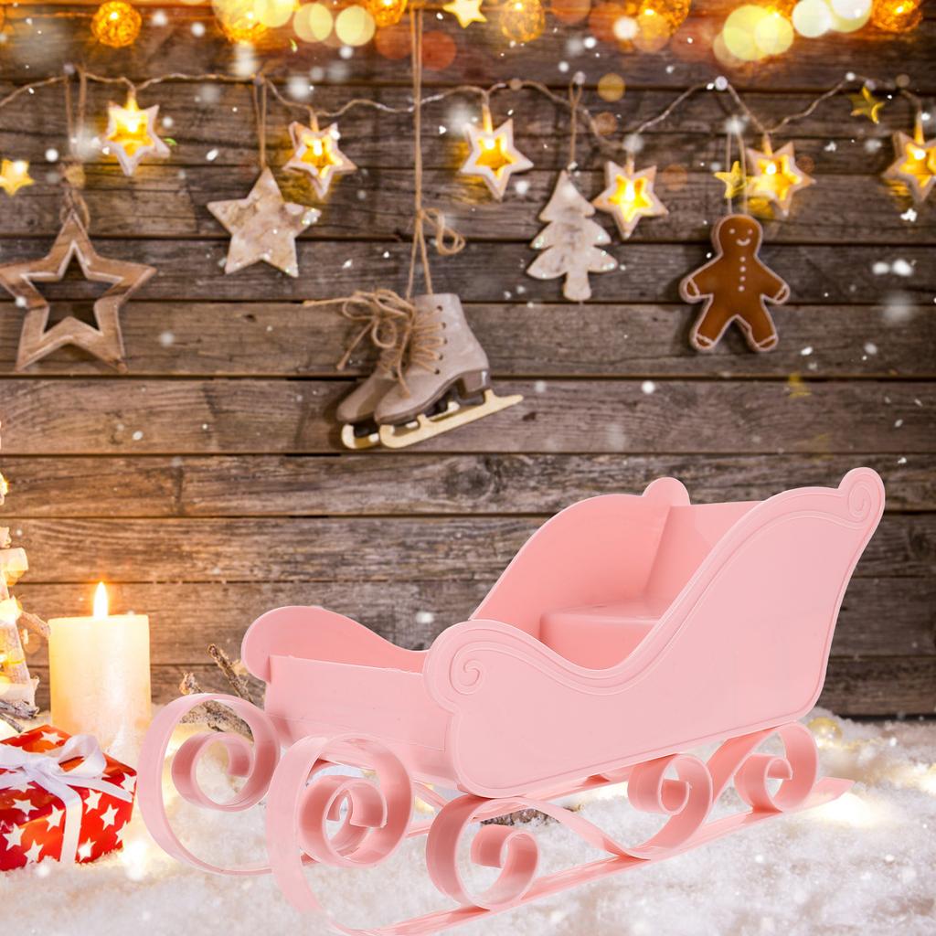Christmas Sleigh Xmas Decoration Ornament Exquisite Decorate Table Plastic Mini Adornment