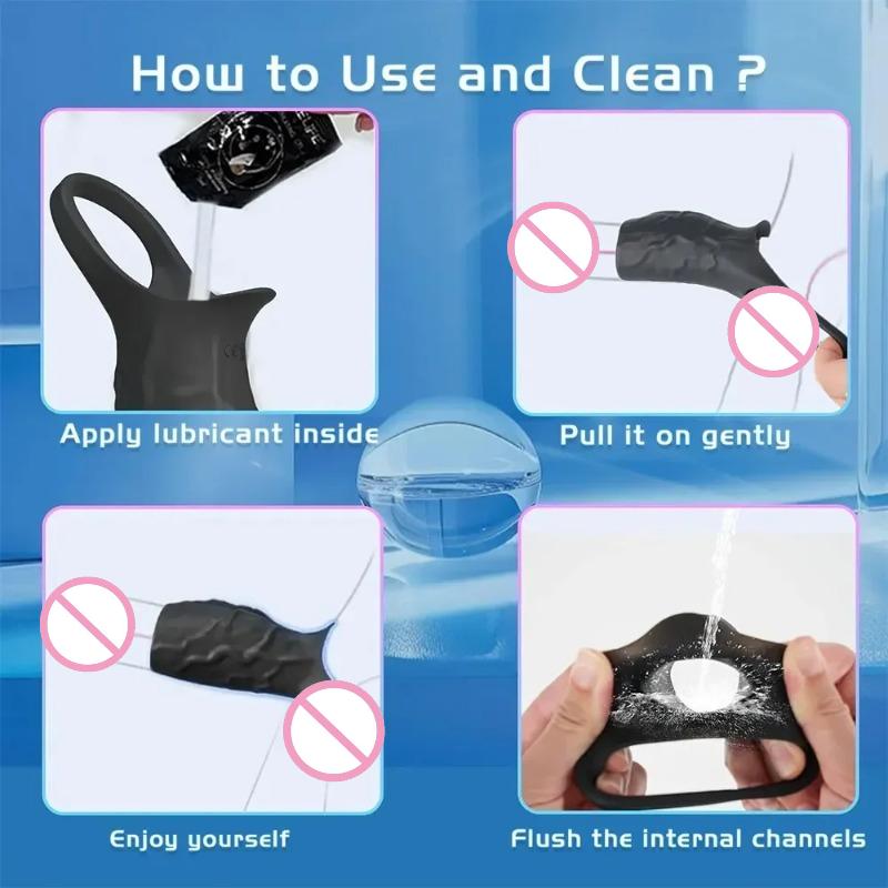 Vibrating Penis Sleeve & Cock Ring Set – Dual Stimulation for Men & Women, G-Spot Vibrator, Couple Sex Toy