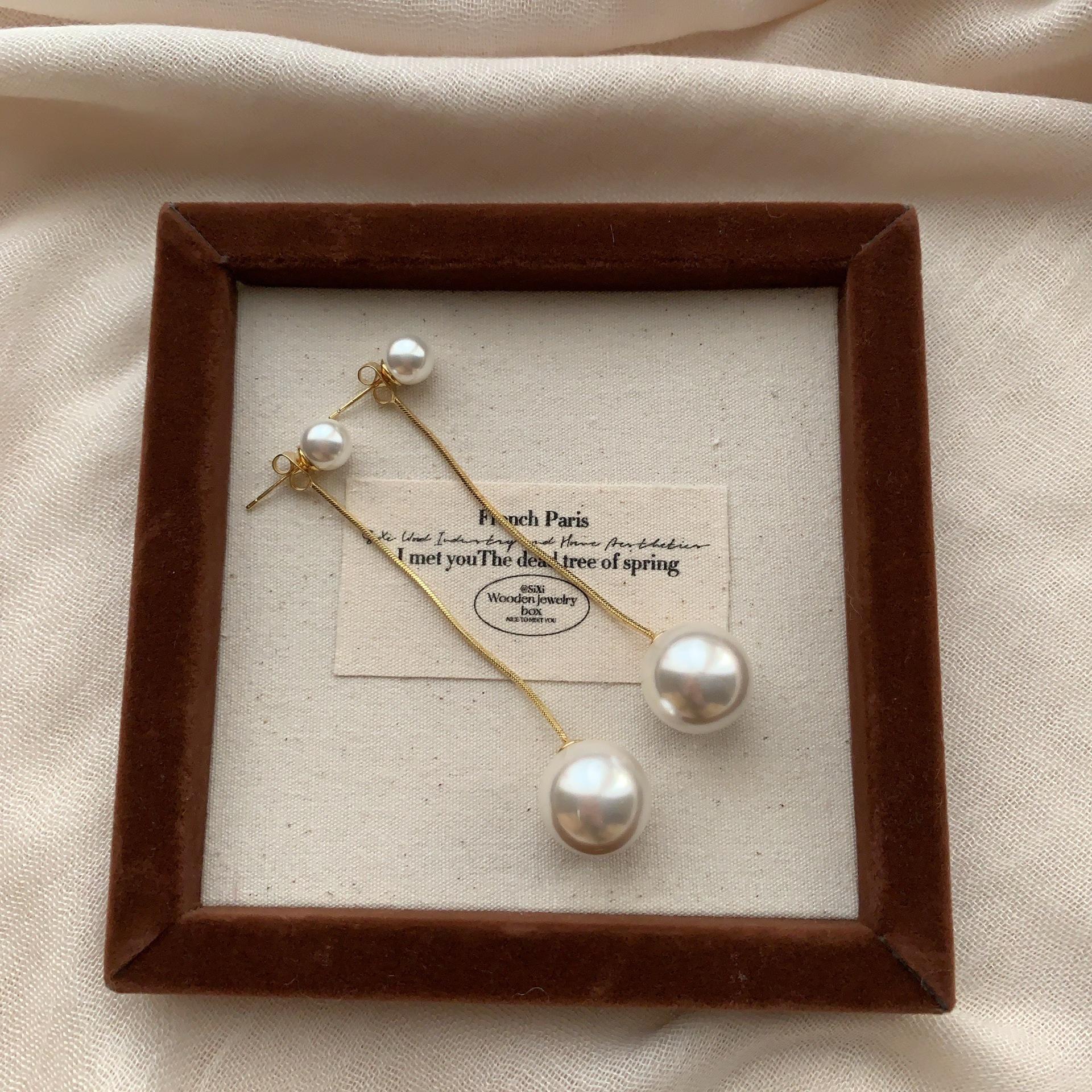 Classic And Elegant Gold Fine Chain Pearl Fringed Earrings, Earrings, Smart, Delicate And Elegant, Niche And Versatile