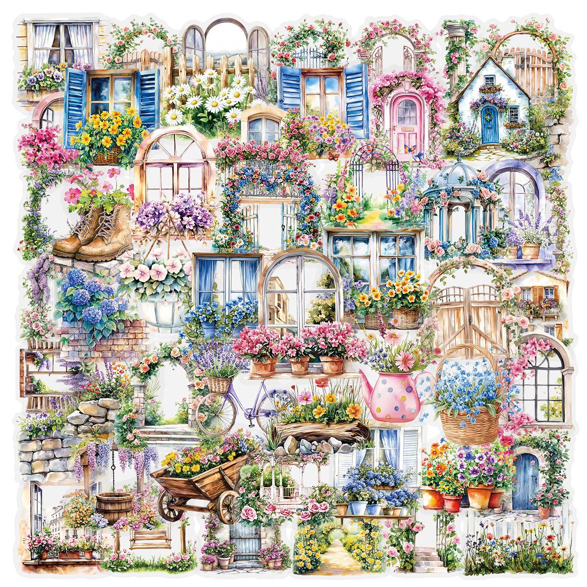 

50 шт. Прозрачные наклейки на стену с садовыми цветами, Набор, Наклейка для украшения телефона, DIY, Дневника, Багажа, Стеклянной чашки