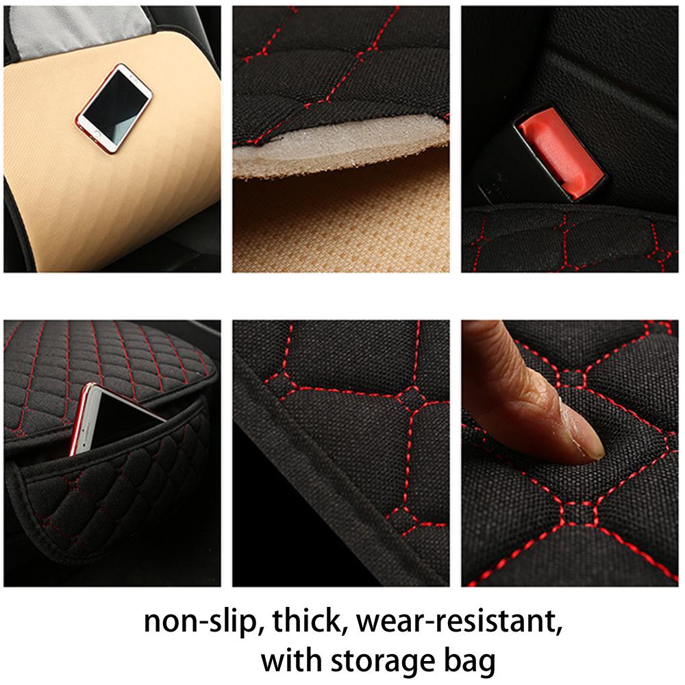 Large Flax Car Seat Covers Breathable Front/Rear Separate Backrest Seat Cover Linen For Autos Interior Details Automotive