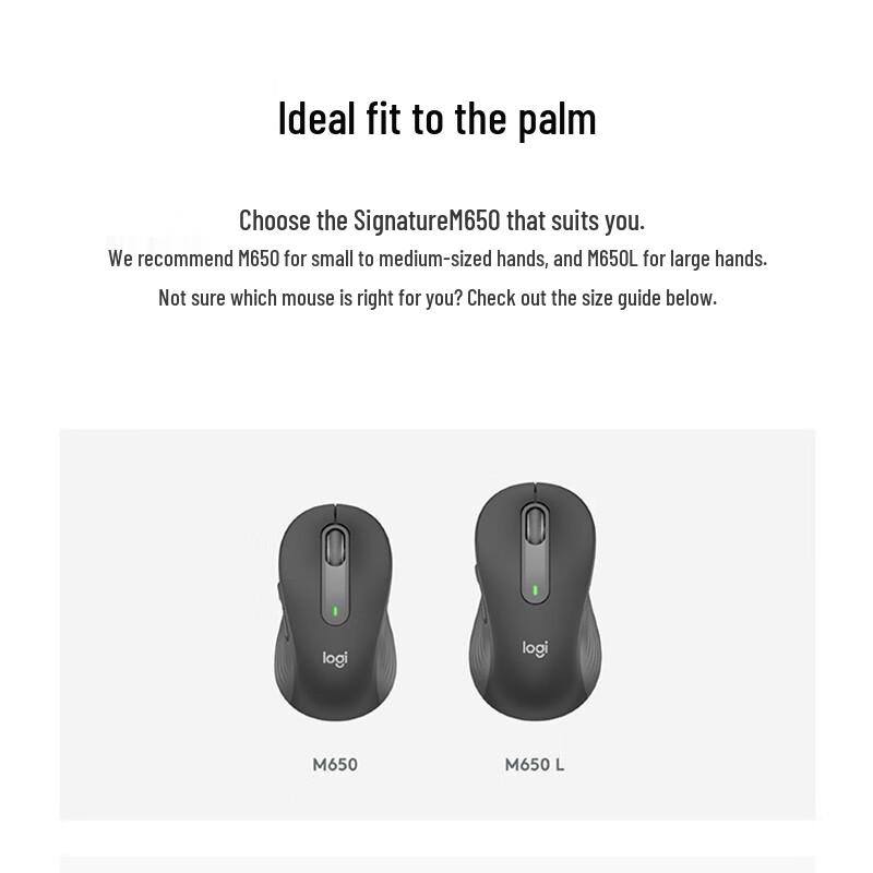 Logitech Signature M650 Wireless Silent Ergonomic Dual-Mode Mouse
