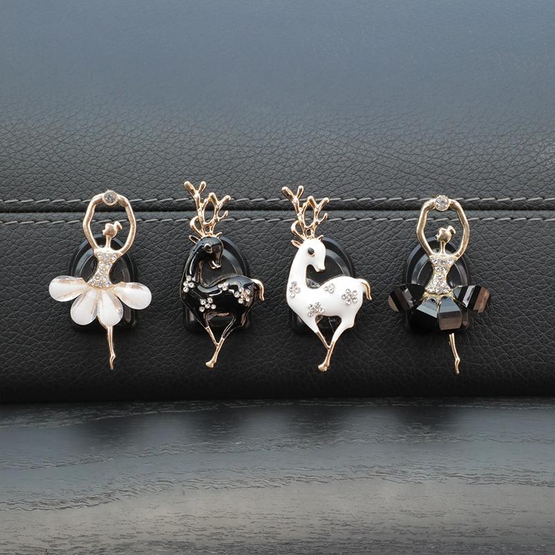 Car Style Bow Cartoon Rhinestone Mini Auto Hooks Seat Back Holder For Keys Hangers Home Office Hooks Storage Style Accessories