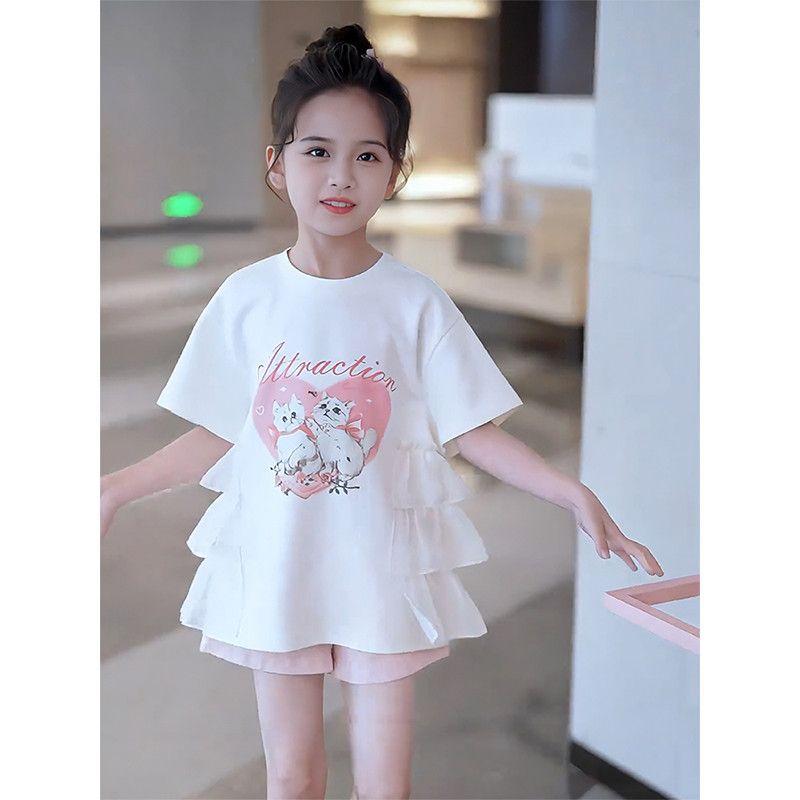Girls Summer Short Sleeve T Shirt Dress Cute Princess Cartoon Dress for Big Kids