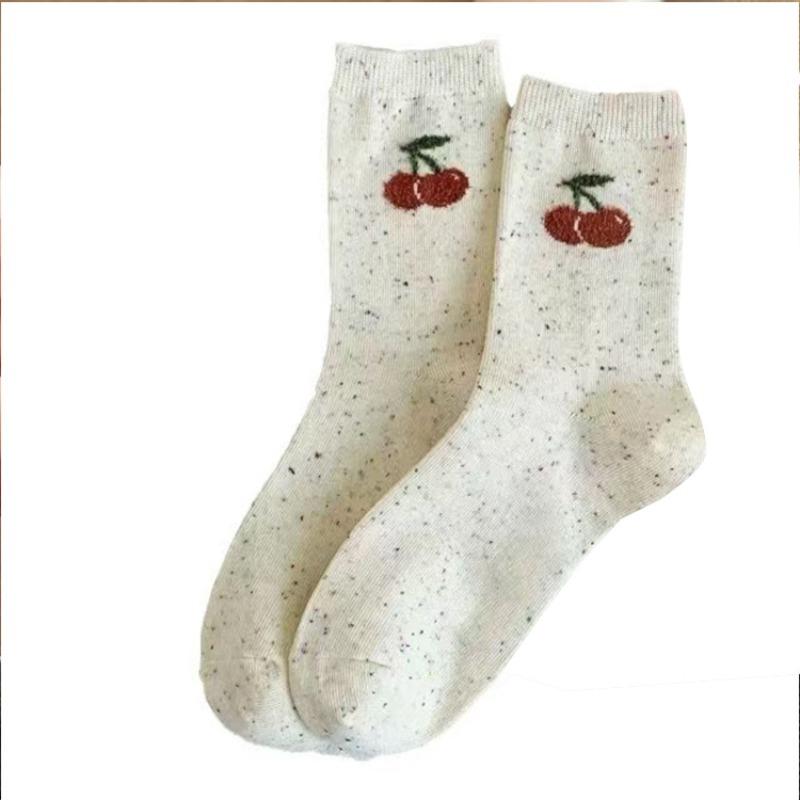 10pairs Socks for Women, Mid-calf Socks, Spring and Autumn Style, Little Bear, Ins Cartoon, Japanese Color Dot Socks