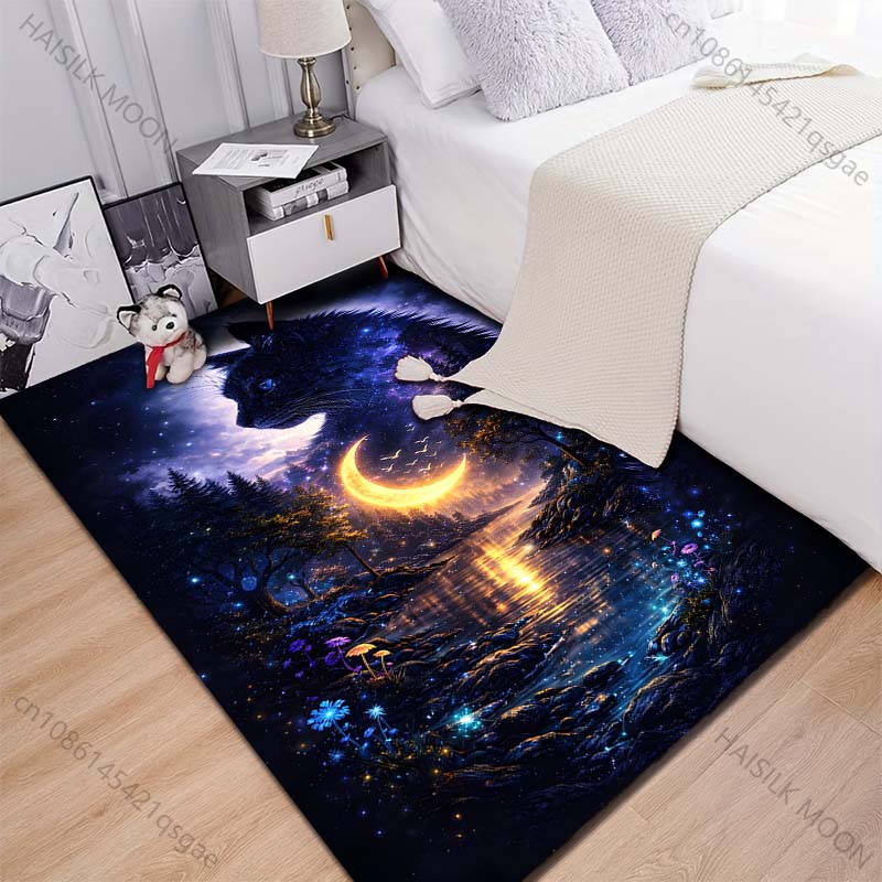 New Product Dreamlike Forest Night Moon Carpet for Living Room Bedroom Bedside Floor Mat Cloakroom Children Play Mat Area Rug