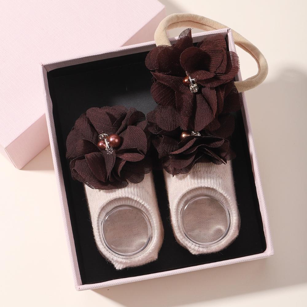 0-1Y Baby Short Socks Hairband Set Nylon Elastic Flower Headband Breathable Soft Sock Baby Fashion Accessoriess