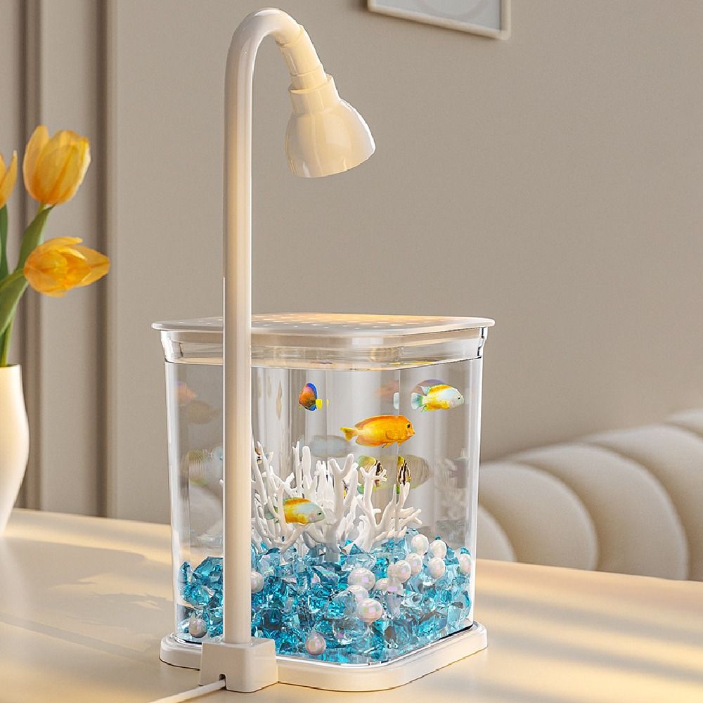 INS Mini Desktop Fish Tank Breathable Small Betta Fish Tank Goldfish Tank  for Home Living Room