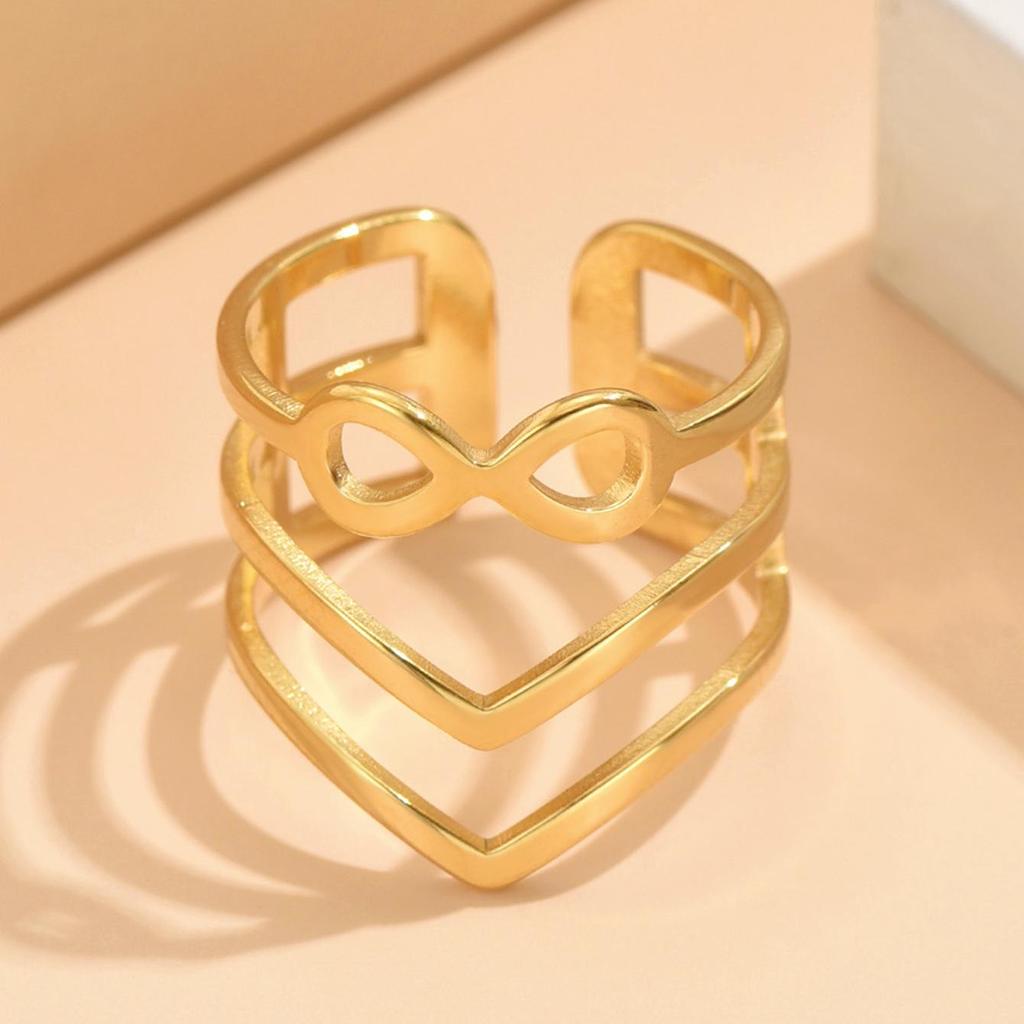European Elegant Hollow Butterfly Knot Stainless Steel Open Ring - Adjustable Light Luxury Court Style