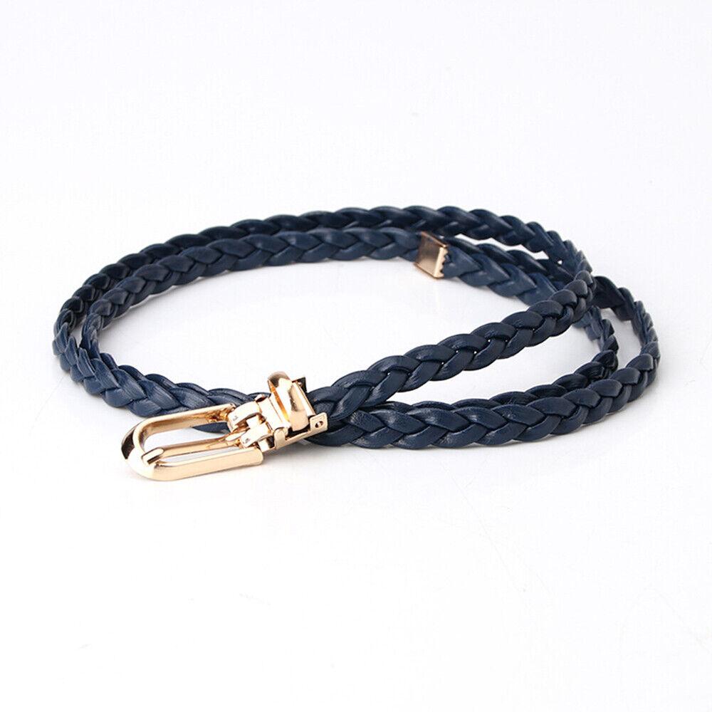 Braided PU Leather Belt Women Thin Waist Belt Dress Coat Decorative Waistband
