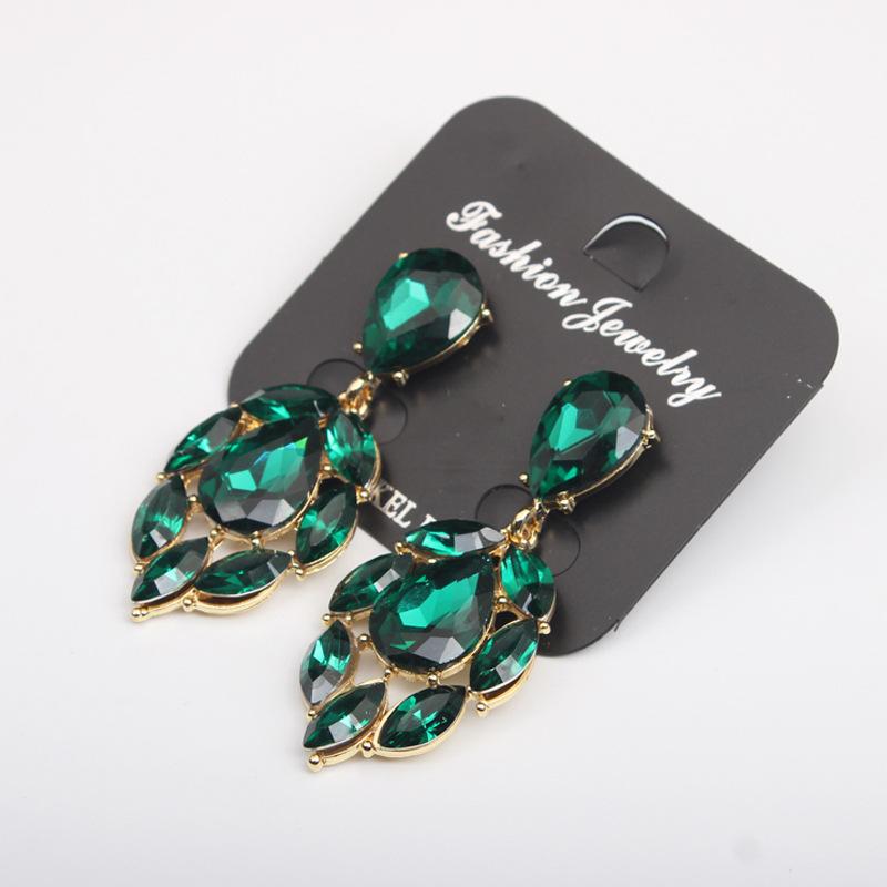 

Преувеличенные серьги, большие серьги-гвоздики с кристаллами и драгоценными камнями, модные темпераментные женские аксессуары зелёный