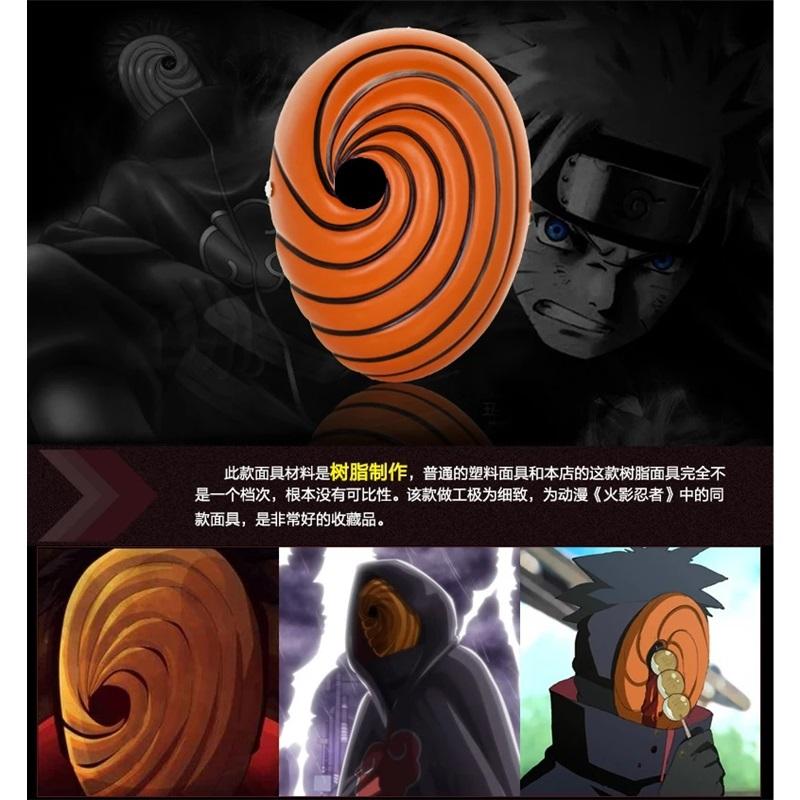Japan Anime Cartoons Unisex Tobi Obito Akatsuki Ninja Madara Maskerade Cosplay Vollgesichts-Harz Partymaske Maske