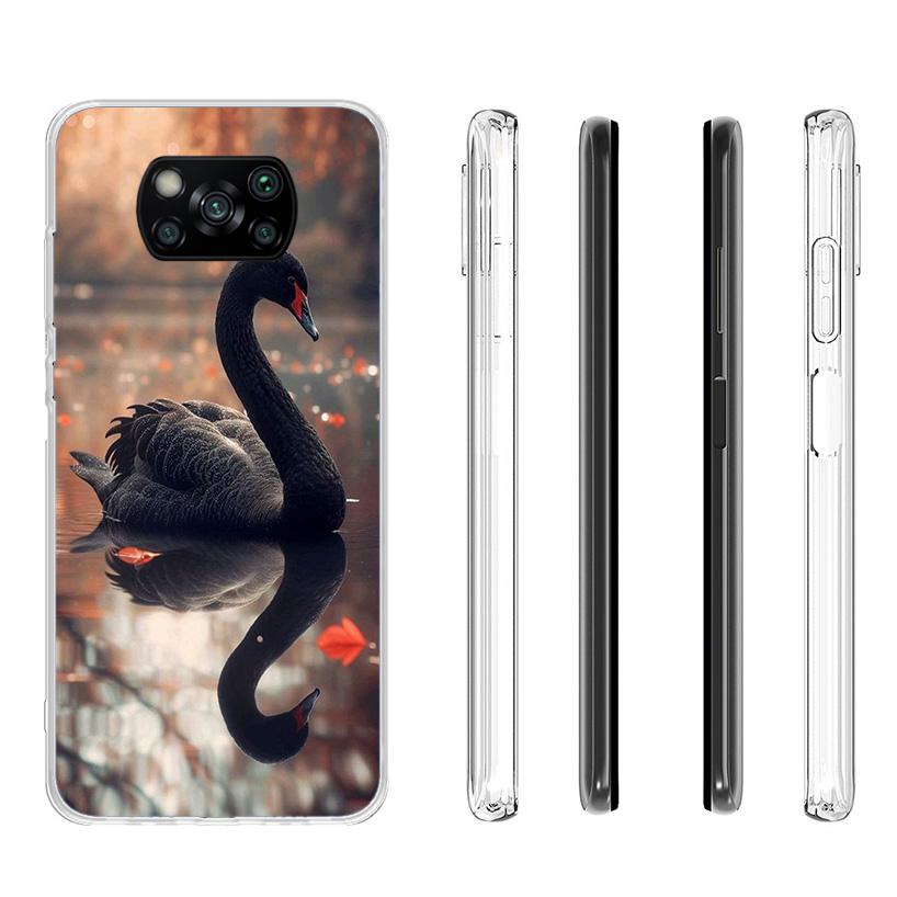 Black Swan Noble Phone Case For Xiaomi Poco X7 X6 X5 Pro F7 Ultra Redmi 15C 15 13 13C 12 12C 10 10A 10C 9 9A 9C 9T Cover Poco X7