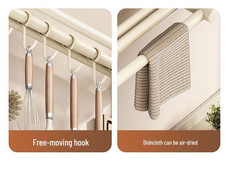 Stainless Steel Wall-Mounted Kitchen Hook & Pot Lid Rack with Knife Holder.