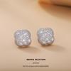 European & American Hot-Selling Copper Alloy Four-Leaf Clover Women's Stud Earrings with Zircon Inlay - Hip Hop Style