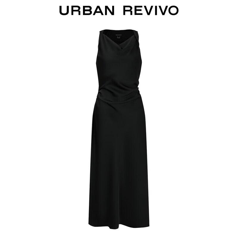 UR Elegant Drape Neck Pleated Waist Dress