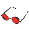 Round Sunglasses Metal Spring Feet UV Proof Stylish Cool Sunglasses for Men Women Party Beach Summer Black Frame Red