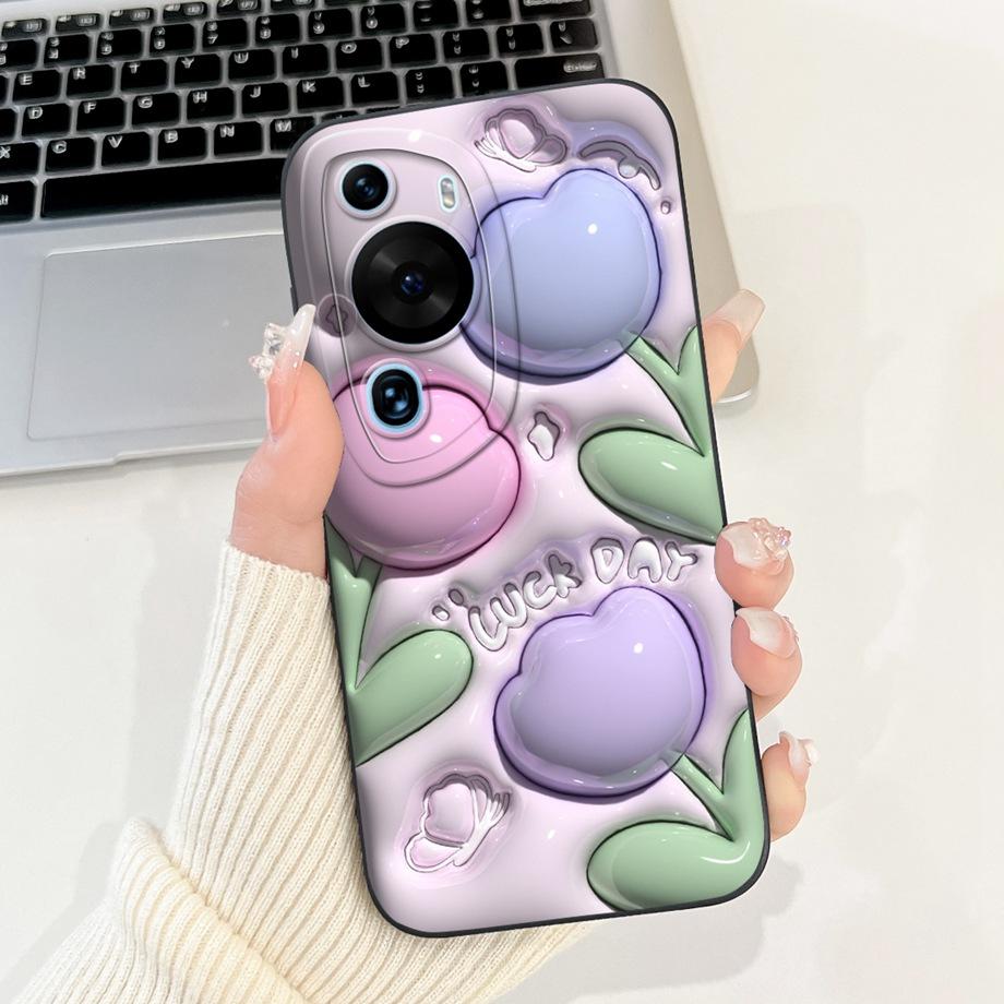 For Huawei P60 Art P60 Pro HuaweiP60 Case Cover Soft Silicone TPU Flower Butterfly Girly Fashion Painting Bumper Fundas