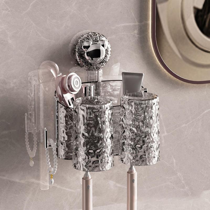 

Стеллаж для хранения принадлежностей для ванной комнаты на 2/3 чашки, настенный, без маркировки, без перфорации, держатель для зубных щеток с тремя присосками