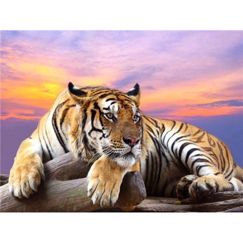 Animal DIY 5D Diamond Painting Cross Stitch Tiger Diamond Embroidery Full Round Resin Mosaic Rhinestones Handmade Holiday Gift