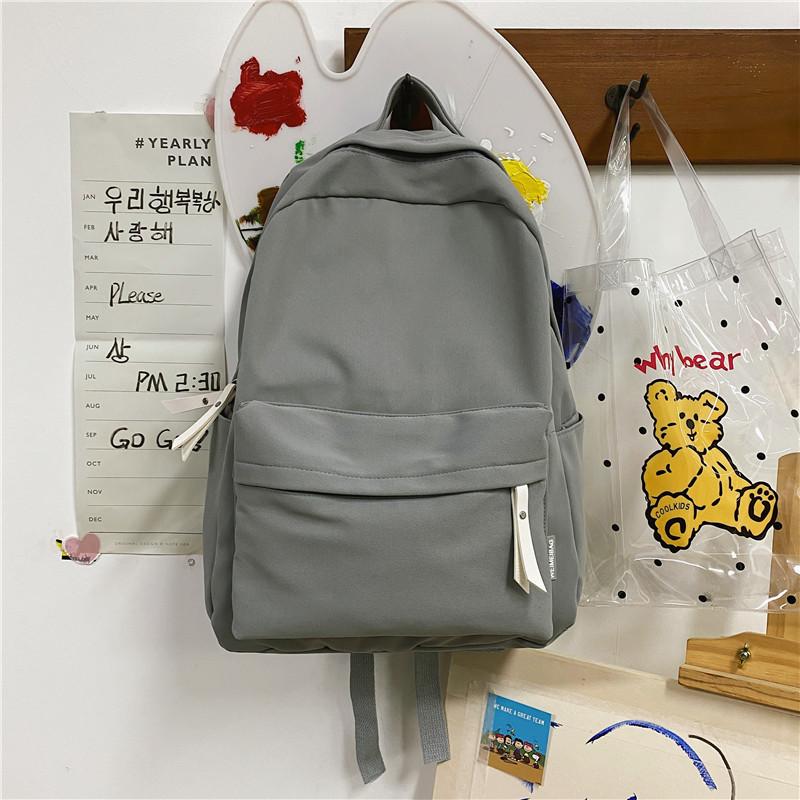 

Зимний новый рюкзак из нейлона однотонного цвета в корейском стиле, простой повседневный рюкзак унисекс серый